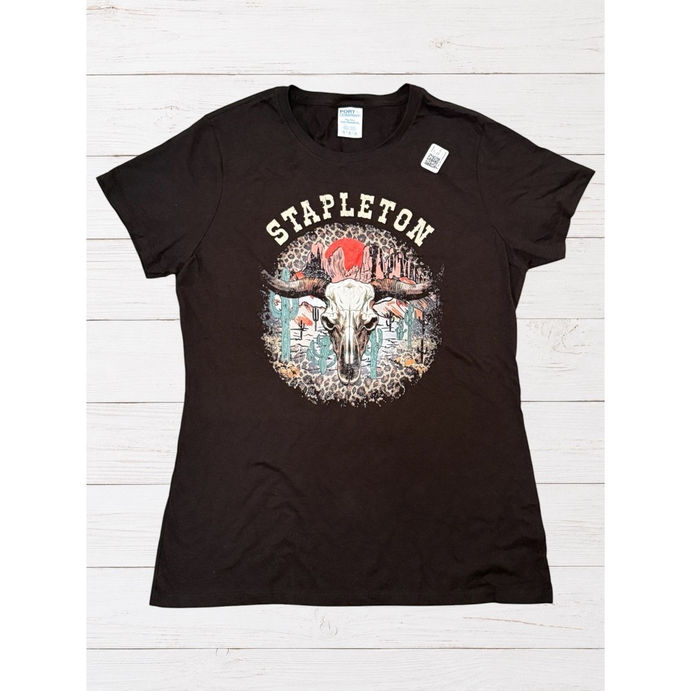 Port & Company Chris Stapleton Western Skull Leopard Graphic Tee Black Medium